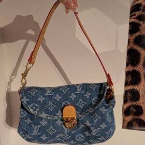 Louis Vuitton Denim Monogram Shoulder Bag - Blue